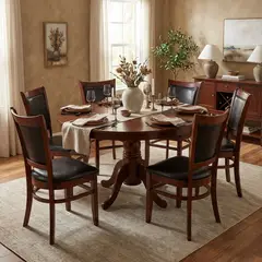 CIC - Juego de Comedor Calabria 6 Sillas Mesa Redonda 106x75x106 cm Café