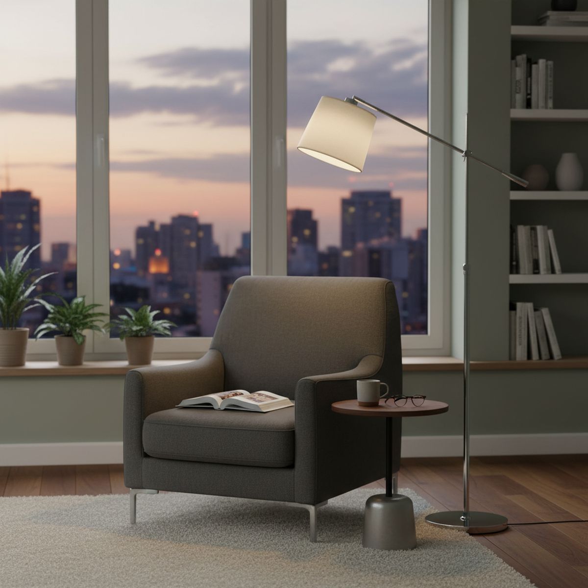 HOMY - Lámpara de Pie Beta Cromo Gris 20x160 cm