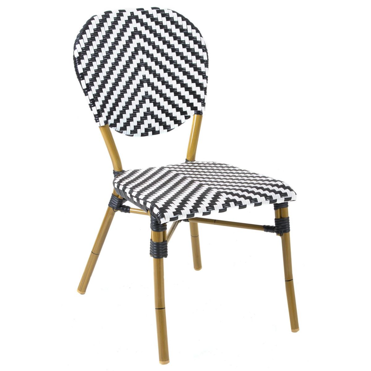 Silla para Terraza Bambú Look Bambu Blanco y negro 88x45x62 cm, marca JUST HOME COLLECTION - Foto 2