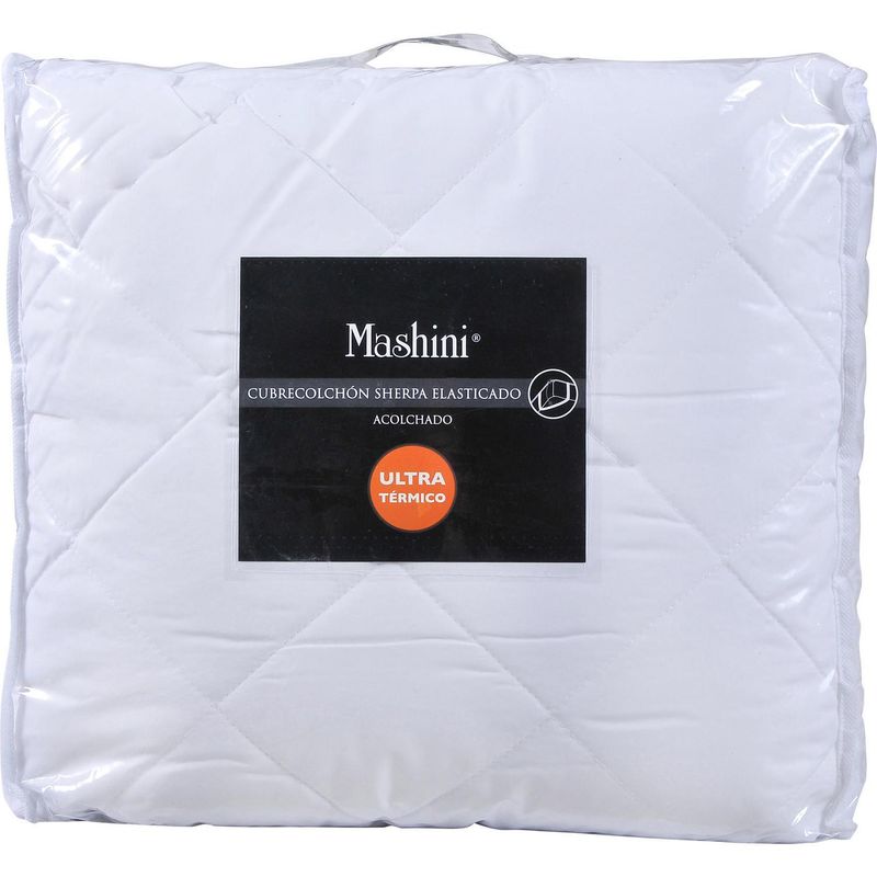 MASHINI - Cubrecolchón sherpa 2 plazas blanco