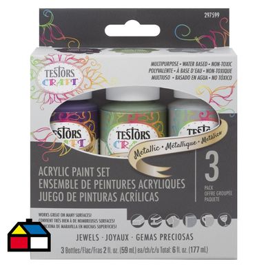 Set 3 Pintura acrlica color metlico