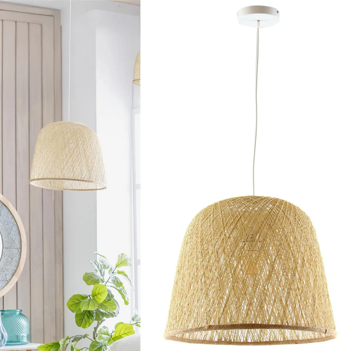 JUST HOME COLLECTION - Lámpara Colgante Rattern Fibras Naturales Beige