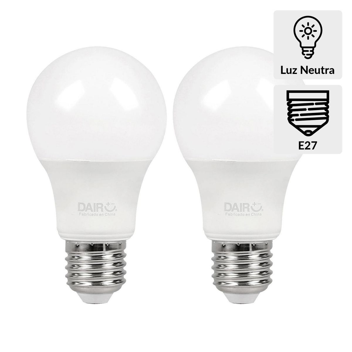 DAIRU - Pack 2 Ampolletas led A60 E27 13W luz natural