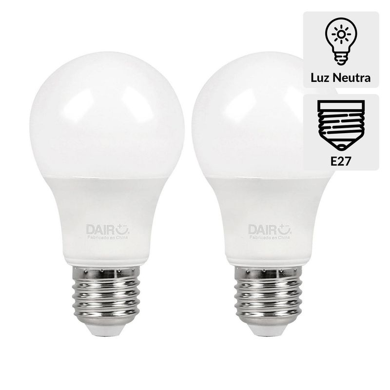 DAIRU - Pack 2 Ampolletas led A60 E27 13W luz natural