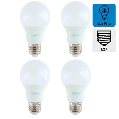 Pack 4 Ampolletas led A60 E27 7.5W luz fria