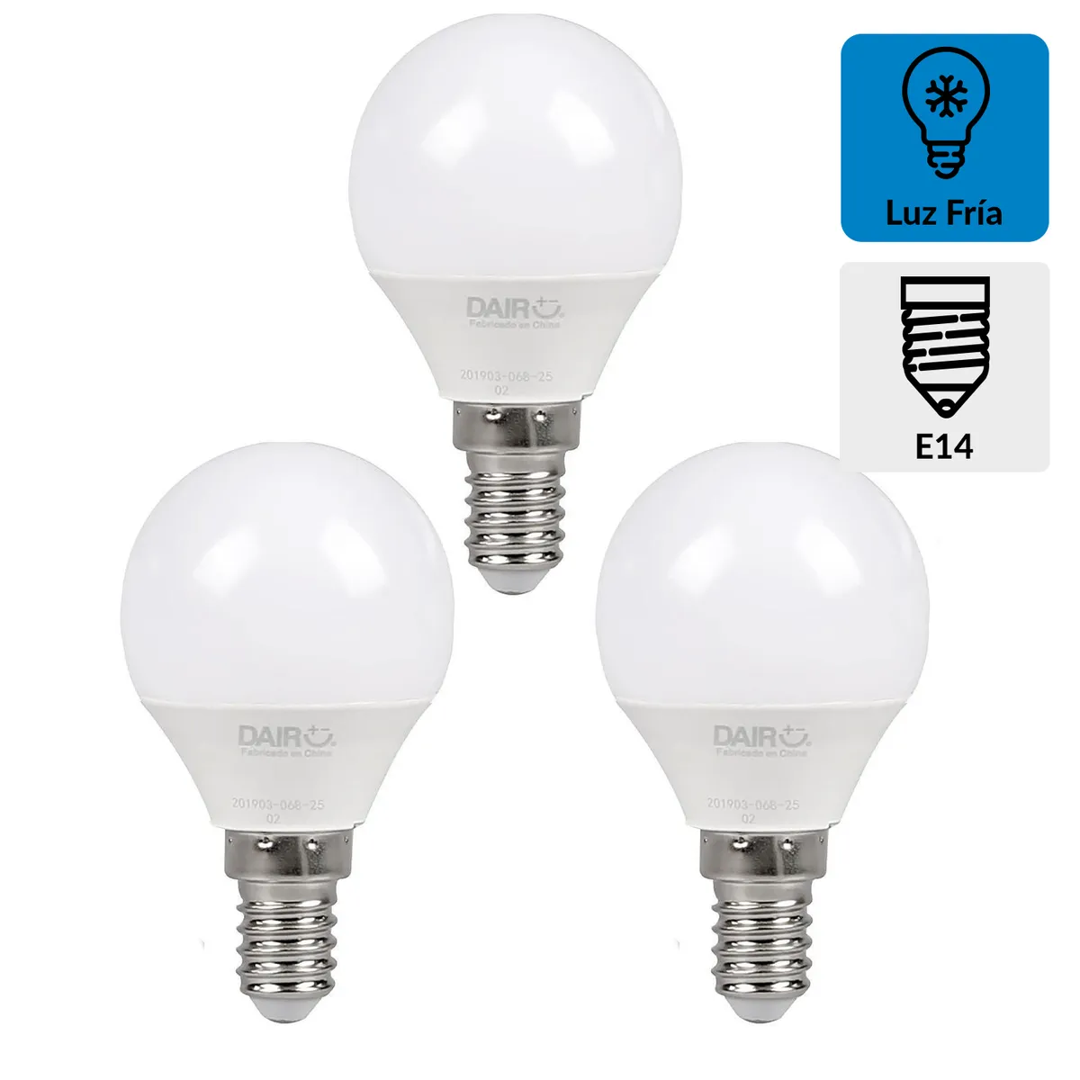 DAIRU - Pack 3 Ampolletas Led Bola 3.5 W E14 250 lm Luz Fría