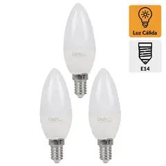 DAIRU - Pack 3 Ampolletas Led Bola 3.5 W E14 250 lm Luz Cálida