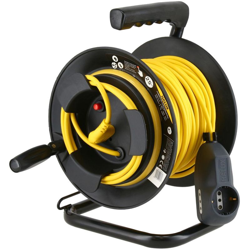 HALUX - Carrete Alargador Shuko 3 Toma(s) 25 m Amarillo