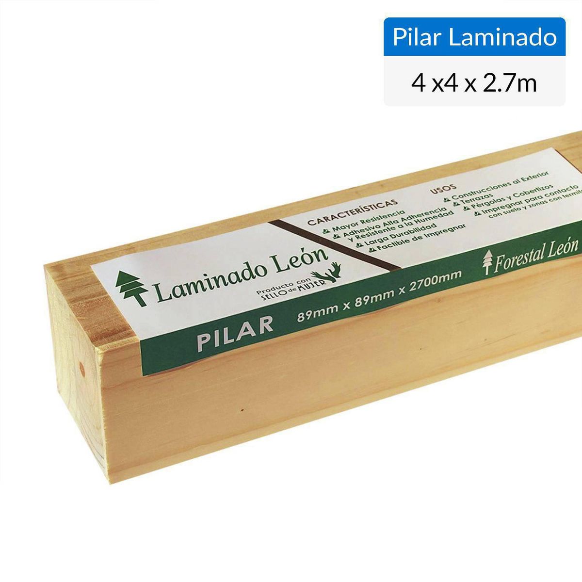 LEON - Pilar Laminado Pino Radiata 89 x 89 mm 2,70 m