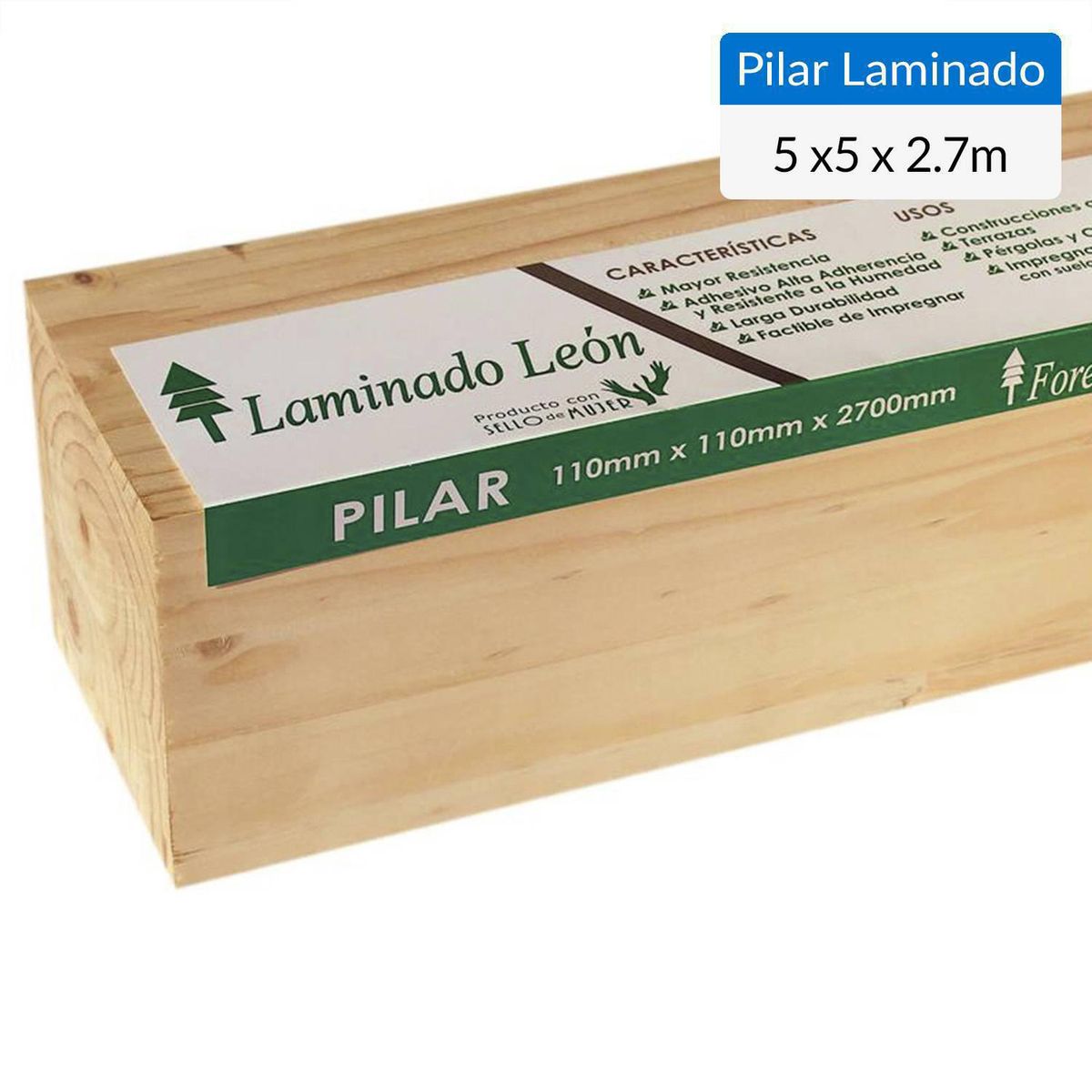 LEON - Pilar Laminado pino Radiata 110 x 110 mm 2,70 m