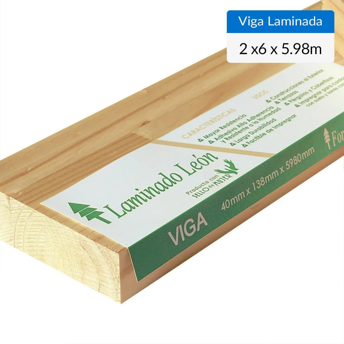 LEON - Viga Laminada pino Radiata 40 x 138 mm 5,98 m