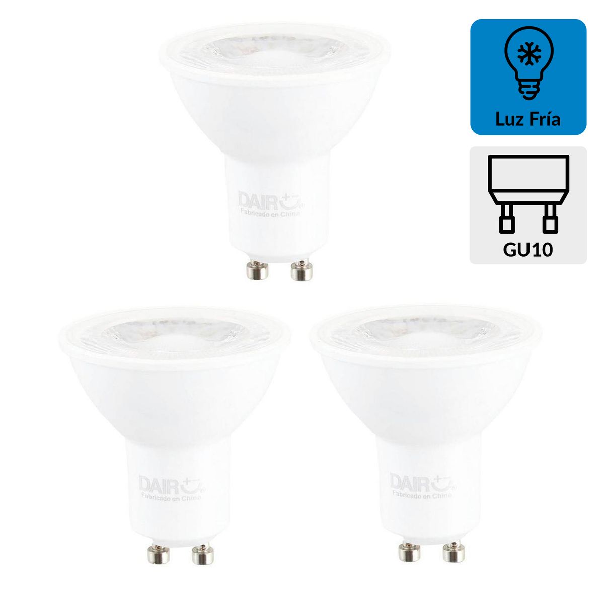 DAIRU - Pack 3 Ampolletas led GU10 4W luz fría