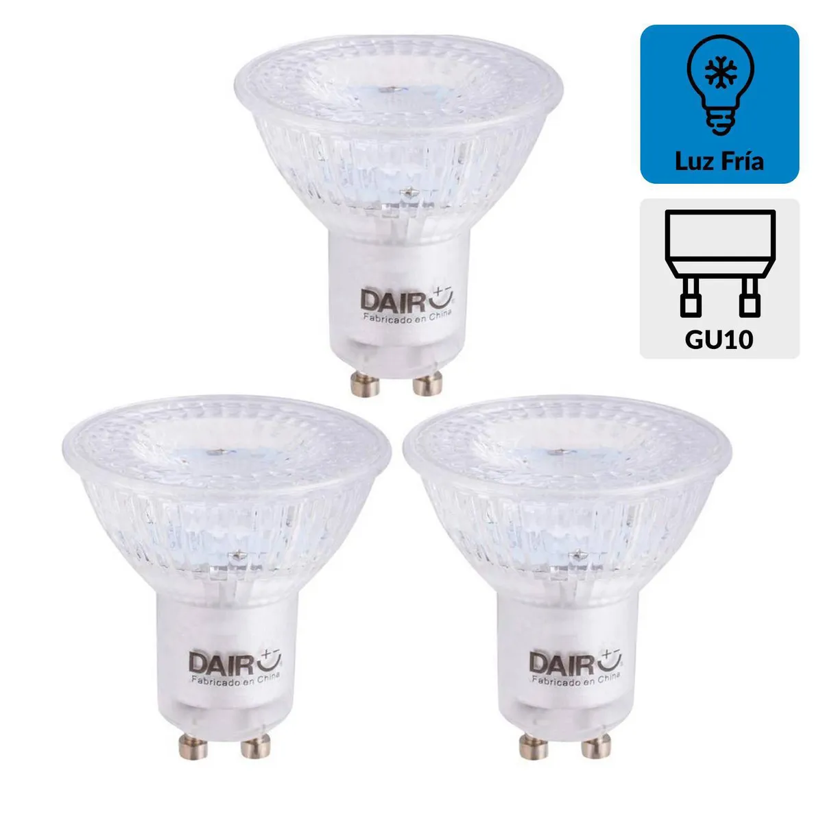 DAIRU - Pack 3 Ampolletas Led 4.3 W GU10 430 lm Luz Fría