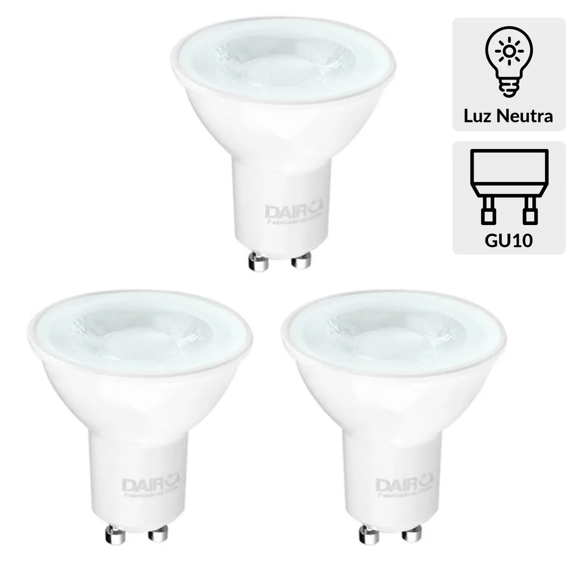 DAIRU - Pack 3 Ampolletas Led 5.5 W GU10 560 lm Luz Neutro