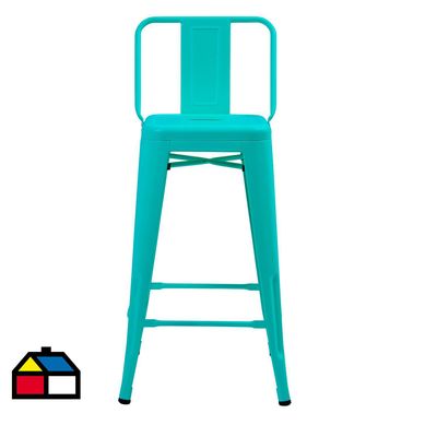 Piso tolix respaldo bajo turquesa 77 cm