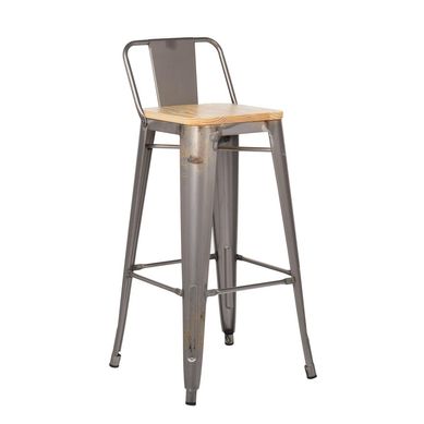 Piso respaldo bajo acero con asiento madera 66 cm