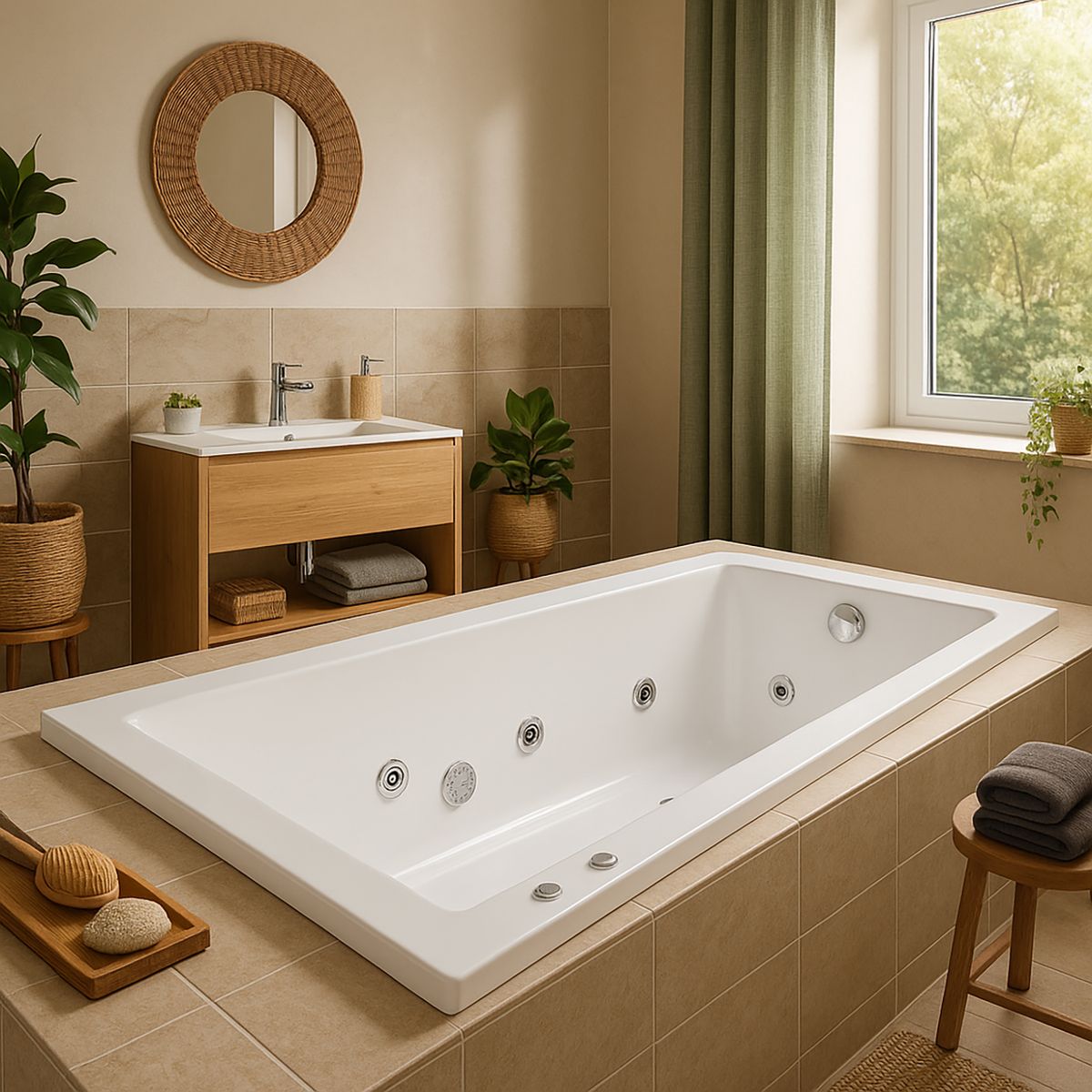 NORGLAS - Tina 170cm x 80cm  hidromasaje Cube 7 jets derecha norglas