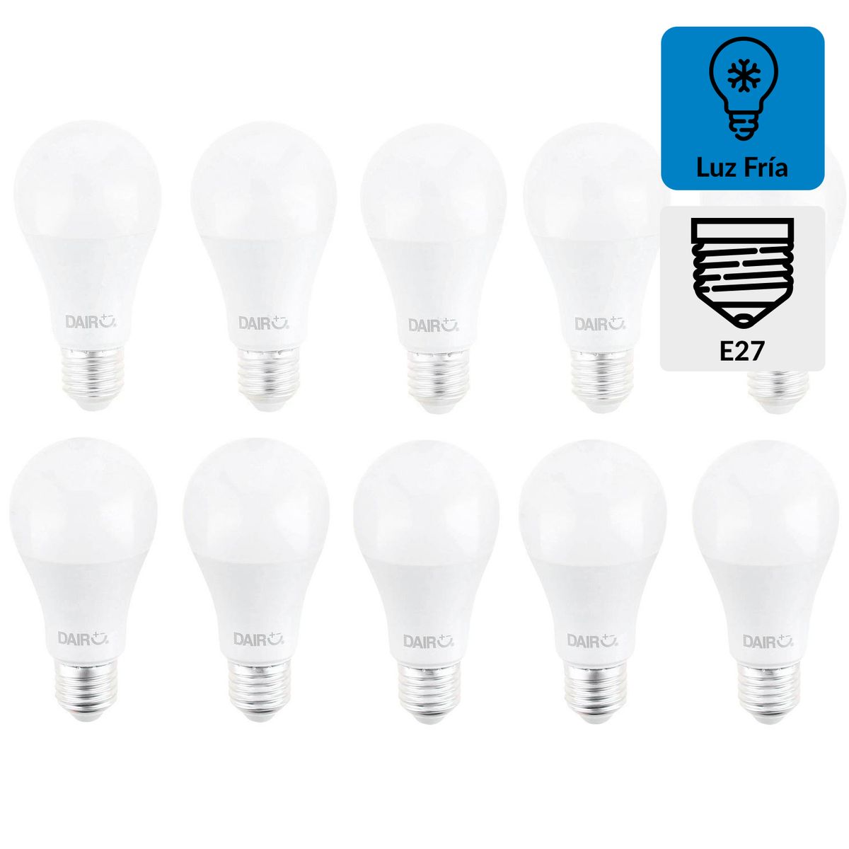 DAIRU - Pack 10 Ampolletas Led 10.5 W E27 950 lm Luz Fría