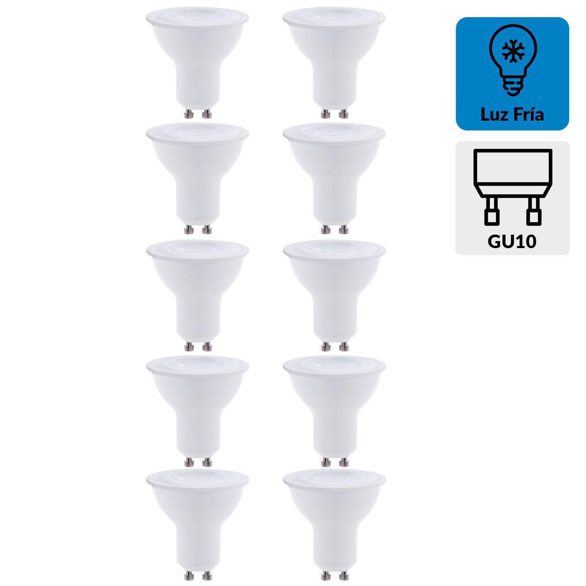 DAIRU - Pack 10 Ampolletas Led 6 W GU10 550 lm Luz Fría