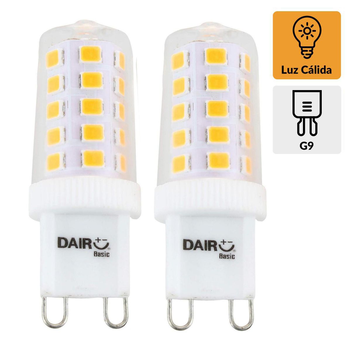 DAIRU - Pack 2 Ampolletas Led 3.5 W G9 380 lm Luz Cálida