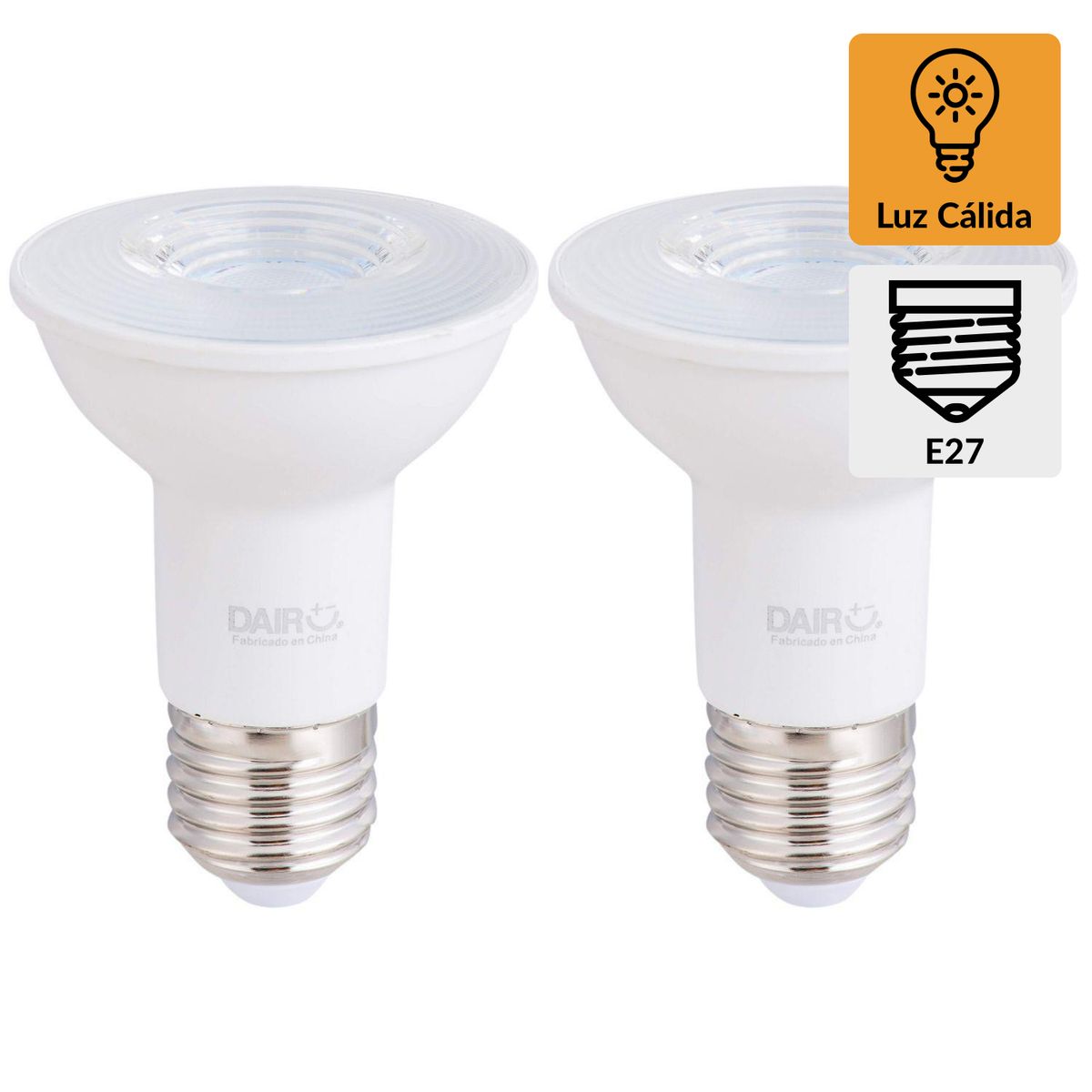 DAIRU - Pack 2 Ampolletas Led 5.3 W E27 525 lm Luz Cálida