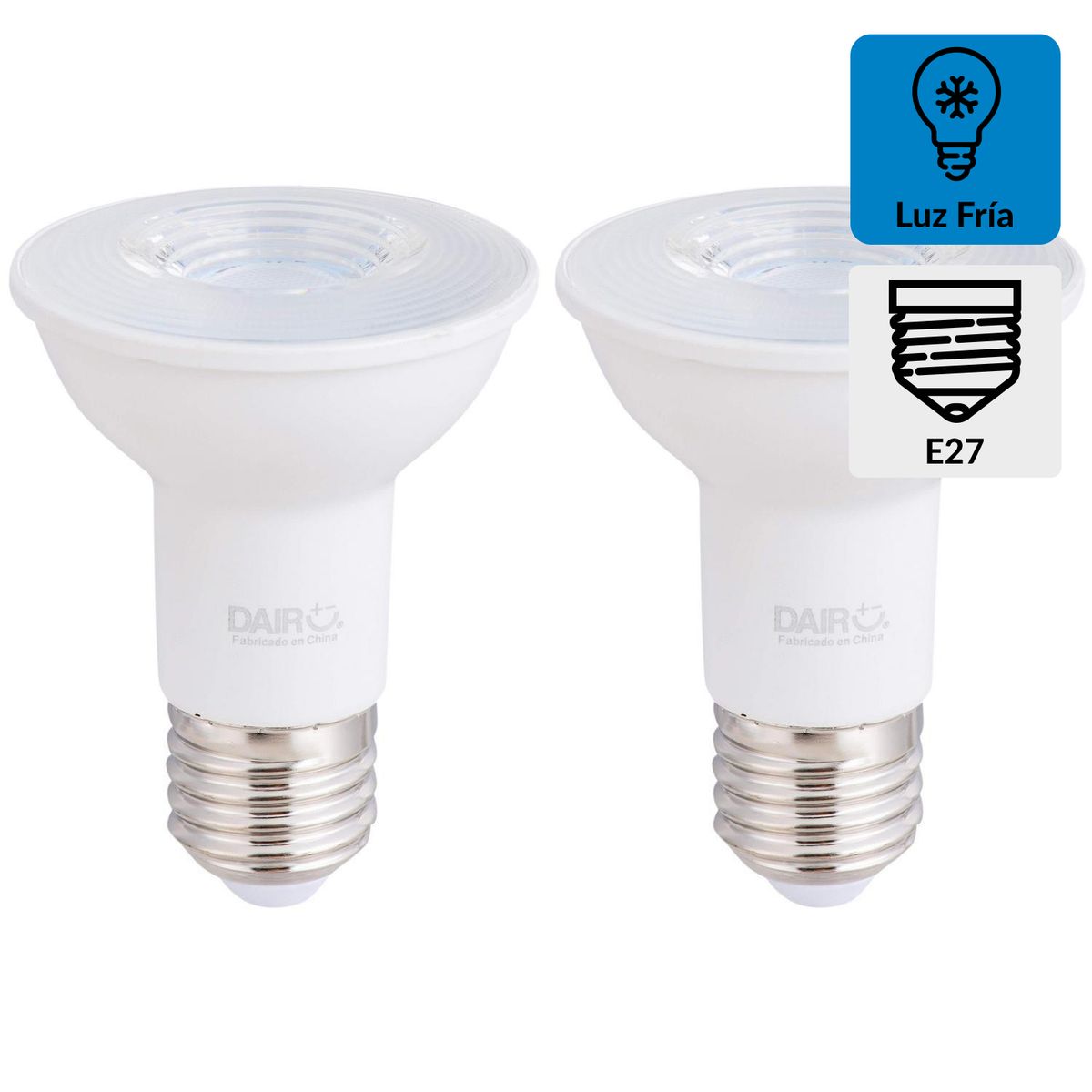 DAIRU - Pack 2 Focos Led 5.3 W E27 525 lm Luz Fría