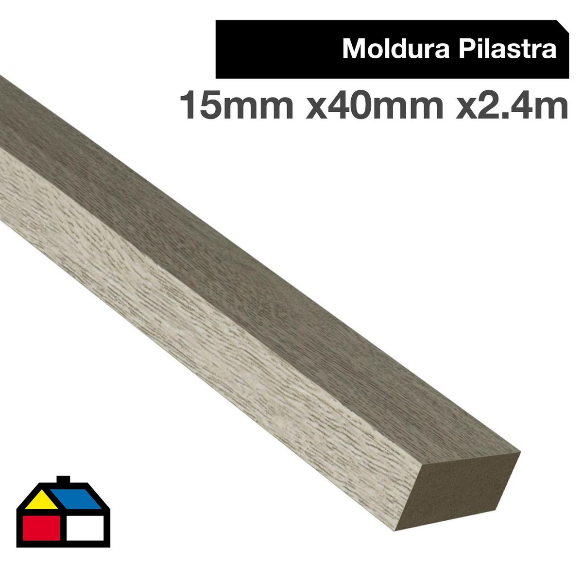 HOLZTEK - Moldura Pilastra MDF Ceniza 40 mm 1.5x240 cm