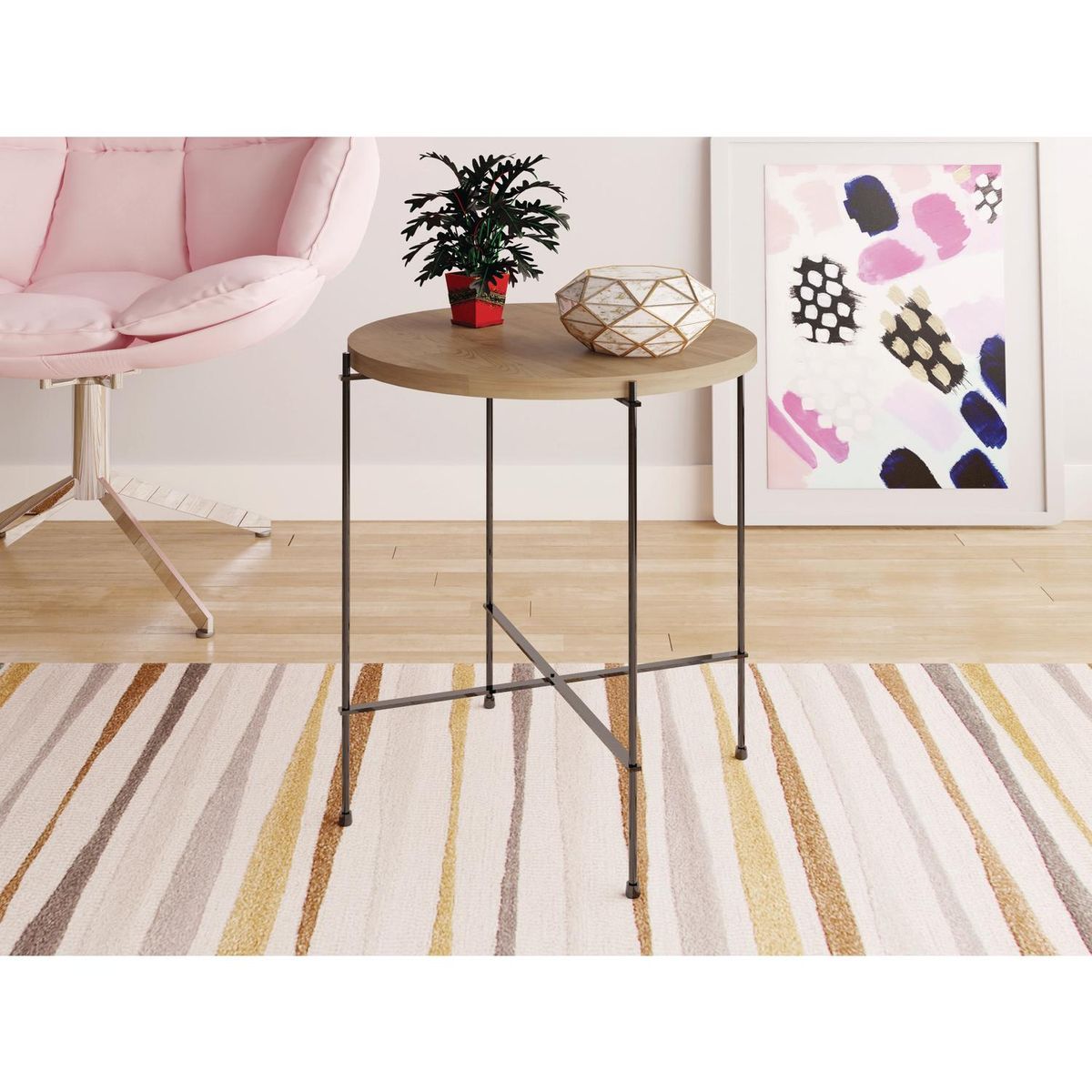 VEKKAHOME - Mesa lateral 48x48x53,3 cm natural