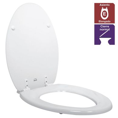 Asiento WC elongado madera blanco