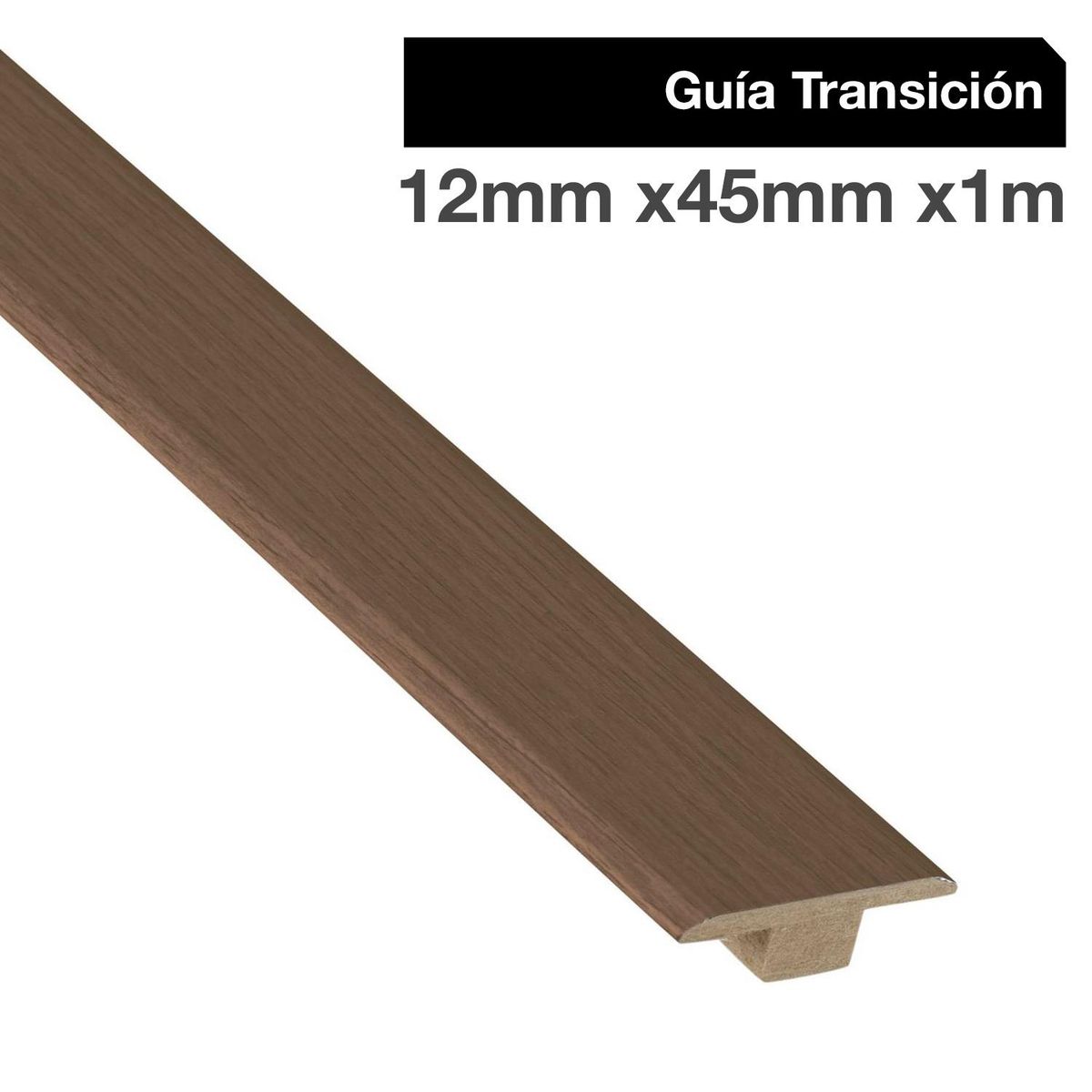 MAFORSA - Pack 2 unidades Guía de Transición MDF Nogal 45 mm 1.2x100 cm