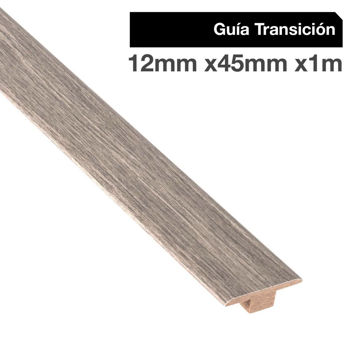 MAFORSA - Pack 2 unidades Guía de Transición MDF Roble Gris 45 mm 1.2x100 cm