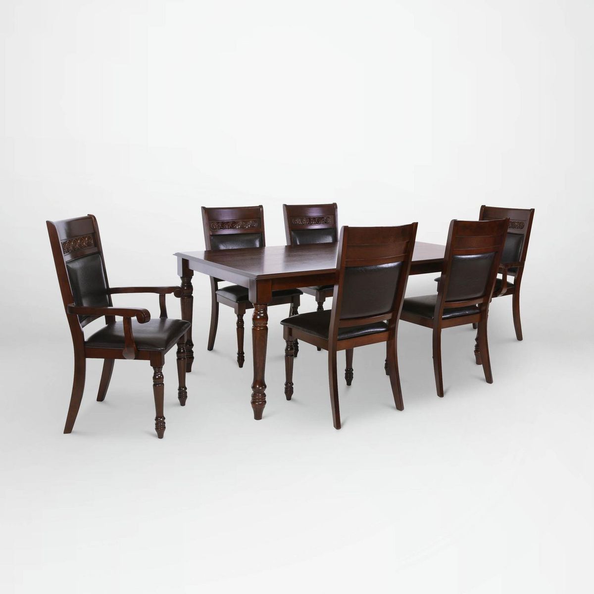 CIC - Juego de Comedor Newcordones 6 Sillas Mesa Rectangular 106x76x180 cm Café