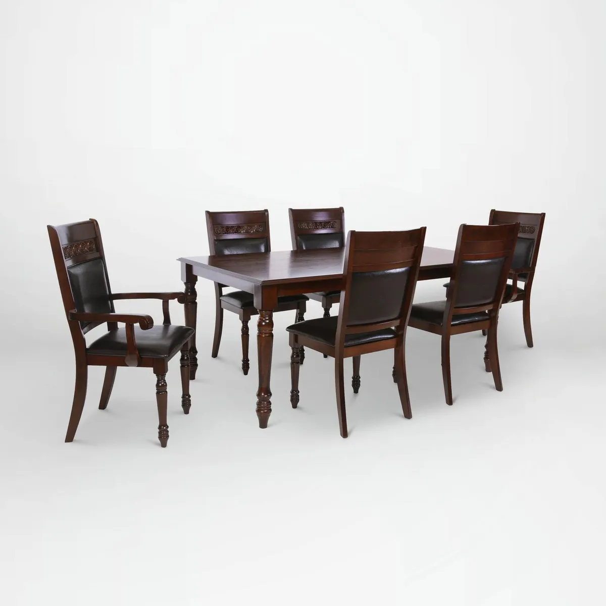 CIC - Juego de Comedor Newcordones 6 Sillas Mesa Rectangular 106x76x180 cm Café