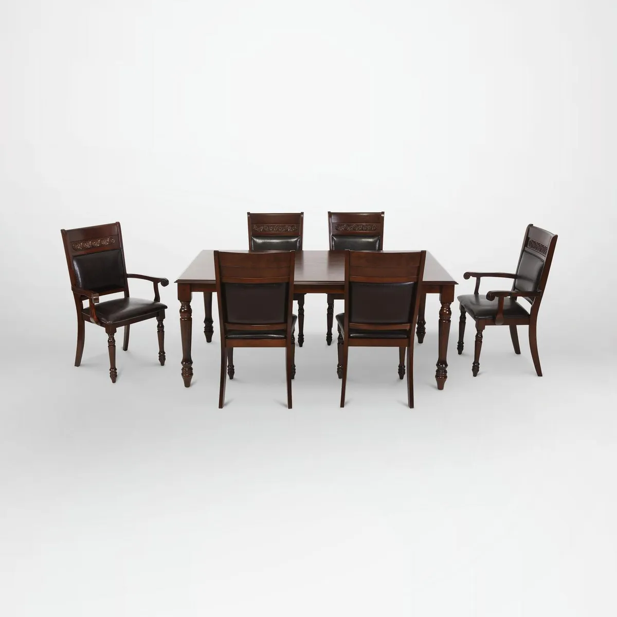 CIC - Juego de Comedor Newcordones 6 Sillas Mesa Rectangular 106x76x180 cm Café