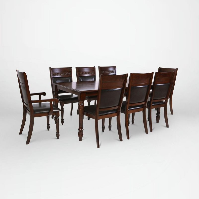 CIC - Juego Comedor Newcordobes 8 Sillas/2 Sitiales Mesa Rectangular 106x76x180 cm Café