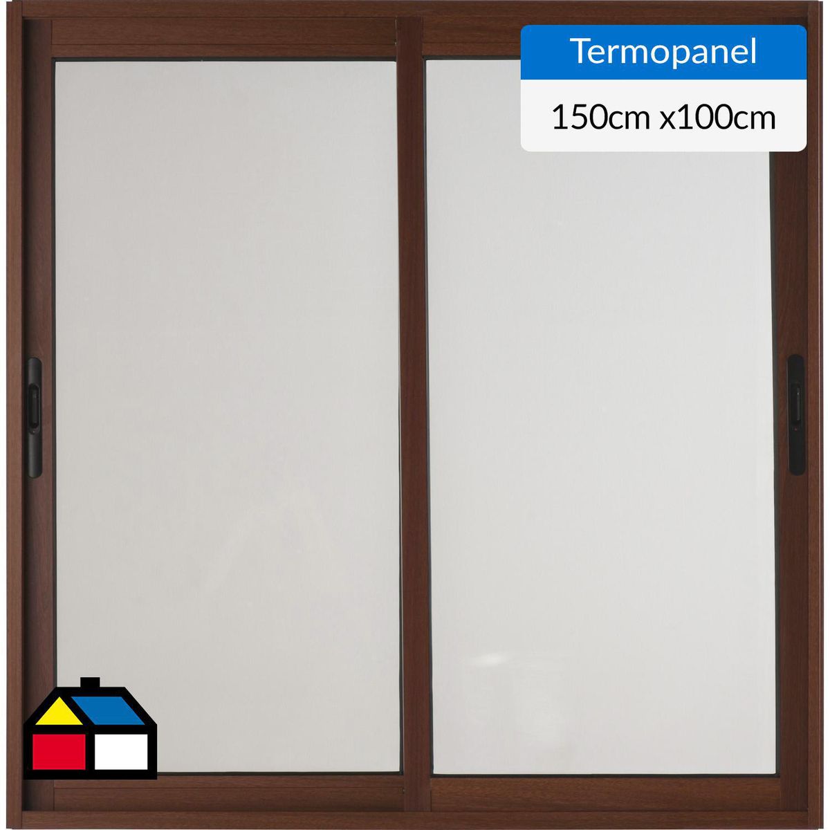 TERMOHOME - Ventana corredera 150x100 cm termopanel aluminio roble