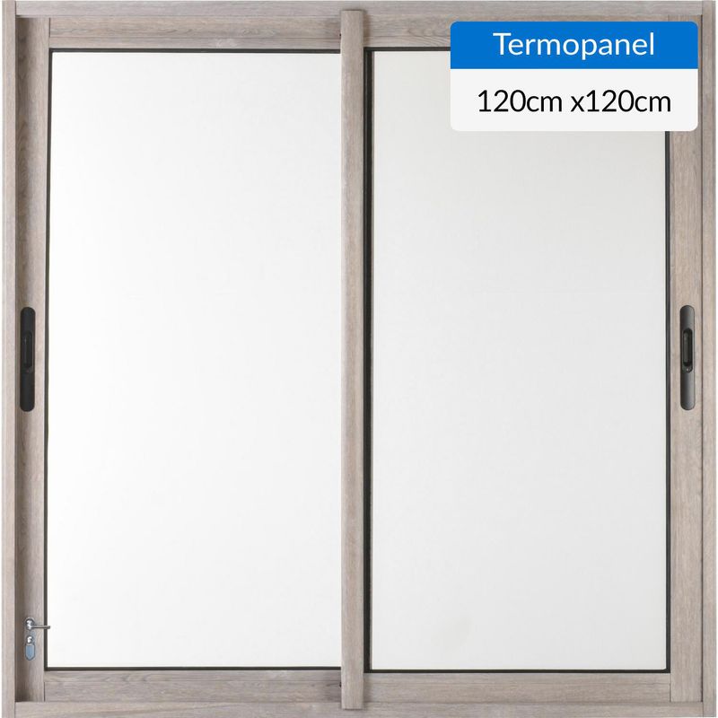 TERMOHOME - Ventana corredera 120x120 cm termopanel aluminio ceniza
