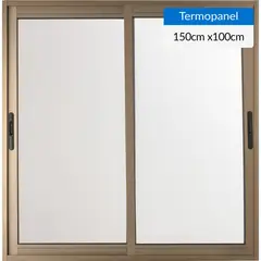 TERMOHOME - Ventana corredera 150x100 cm termopanel aluminio titanio