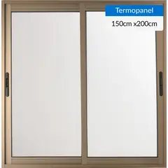 TERMOHOME - Ventana corredera 150x200 cm termopanel aluminio titanio
