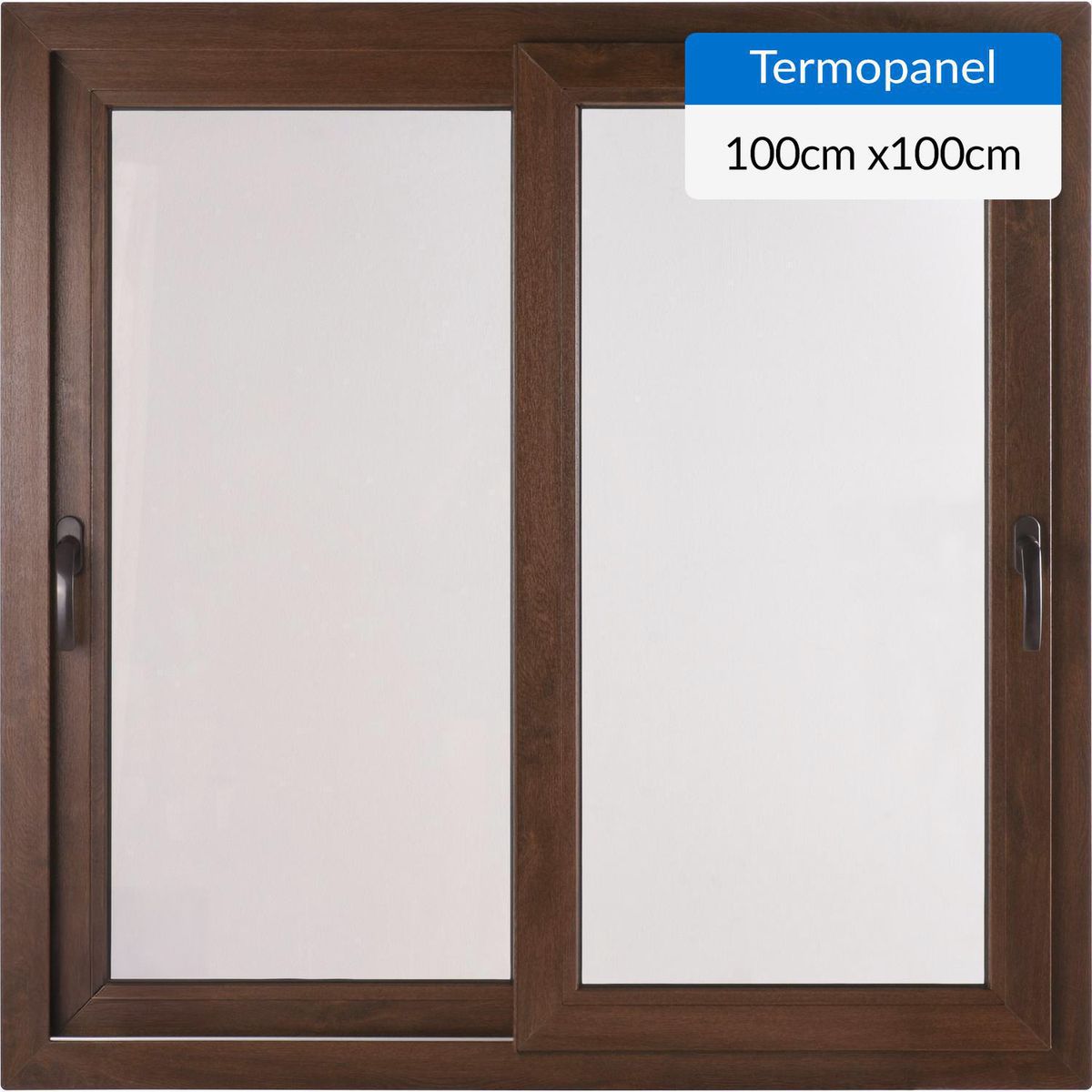 TERMOHOME - Ventana corredera 100x100 cm termopanel PVC nogal