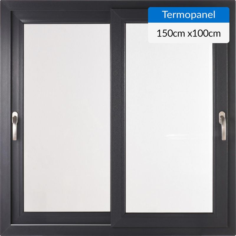 TERMOHOME - Ventana corredera 150x100 cm termopanel PVC grafito