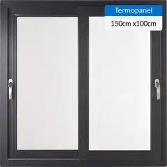 TERMOHOME - Ventana corredera 150x100 cm termopanel PVC grafito