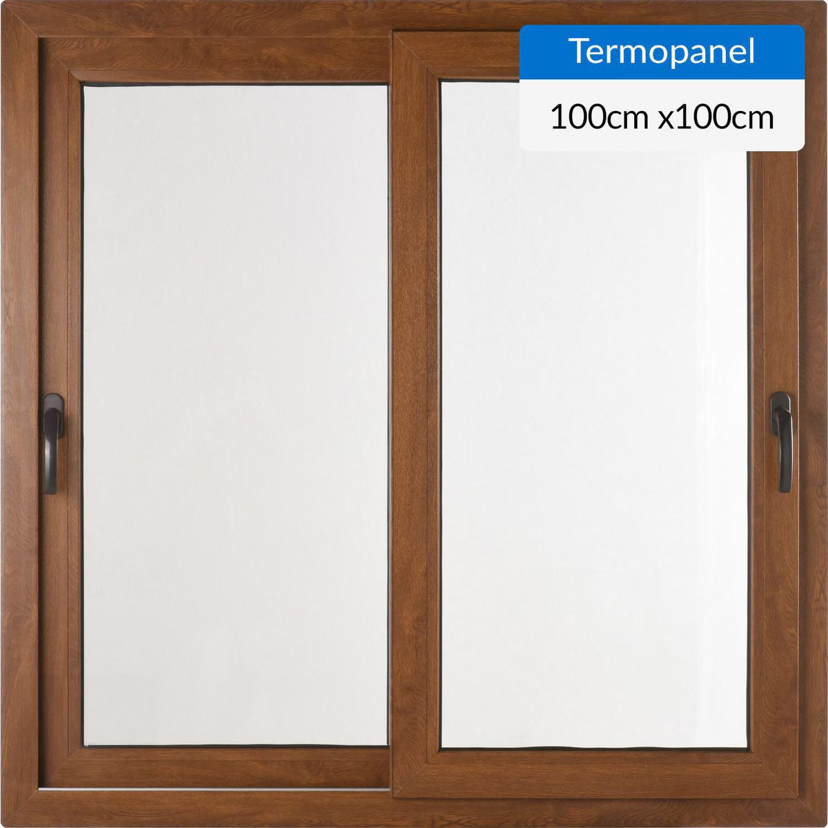 TERMOHOME - Ventana corredera 100x100 cm termopanel PVC roble