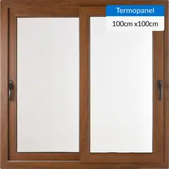 TERMOHOME - Ventana corredera 100x100 cm termopanel PVC roble