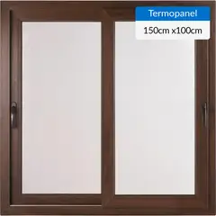 TERMOHOME - Ventana corredera 150x100 cm termopanel PVC nogal