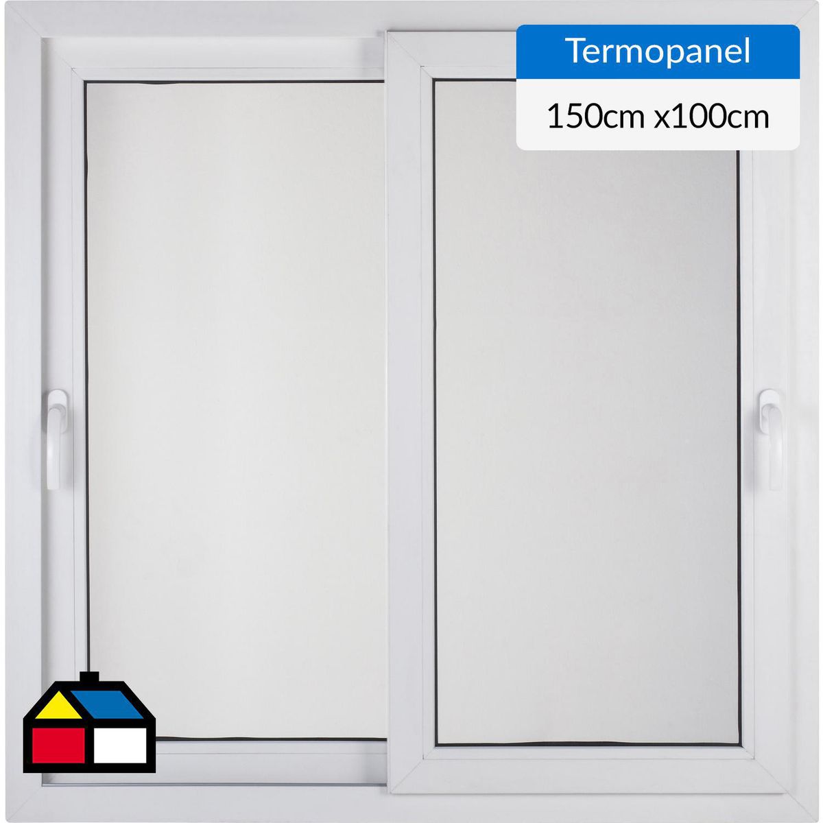 TERMOHOME - Ventana corredera 150x100 cm termopanel PVC blanco