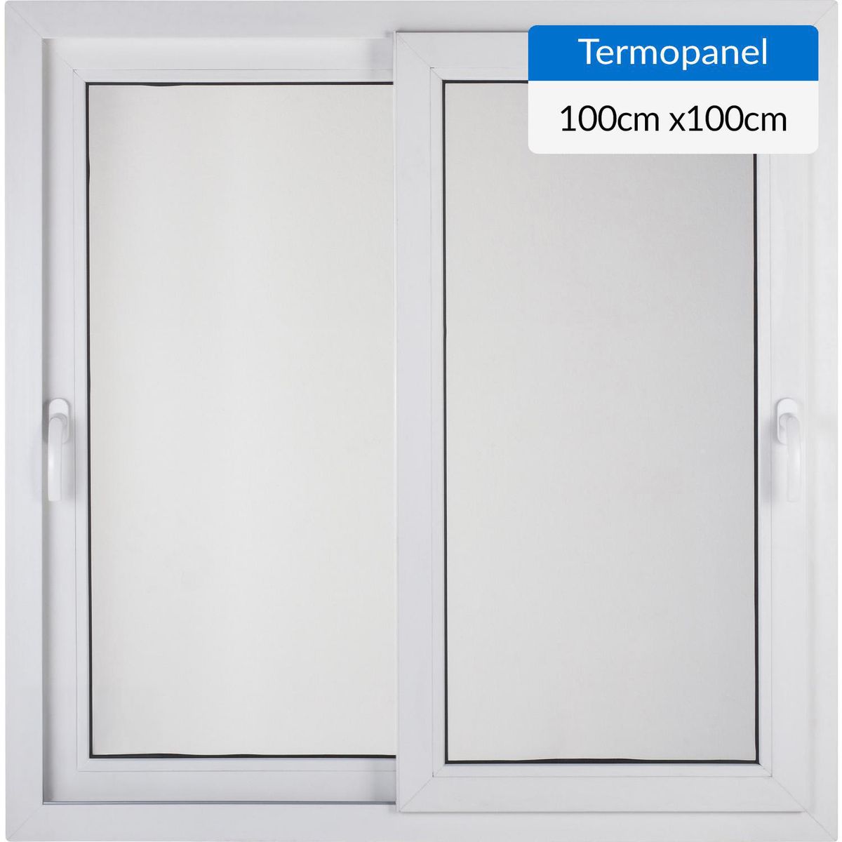 TERMOHOME - Ventana corredera 100x100 cm termopanel PVC blanco