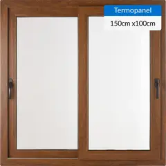 TERMOHOME - Ventana corredera 150x100 cm termopanel PVC roble