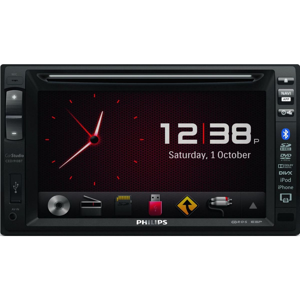 PHILIPS - Radio Auto Philips Doble Din Pantalla Touch 6.2" Bluetooth Usb