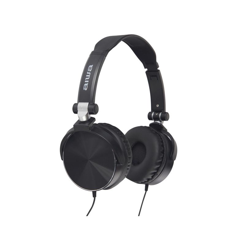 AIWA - Audífonos on-ear con cable y micrófono negro.